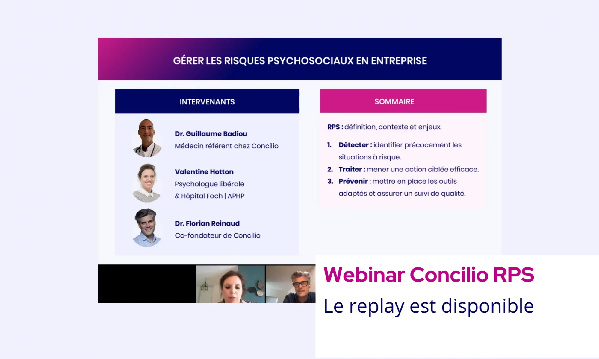 Webinar Concilio "Gérer les risques psychosociaux en entreprise" : Replay disponible